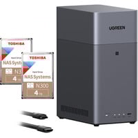 UGREEN Pacchetto DH2300 con 2x Toshiba N300 4 TB (MN10ADA400ES), NAS Nero