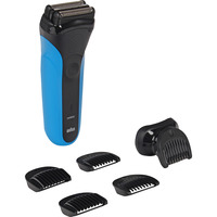 Braun Series 3 310BT Rasoio Trimmer Nero, Blu Nero/Blu, Rasoio, Nero, Blu, Batteria, Nichel-Metallo Idruro (NiMH), Batteria integrata, 30 min