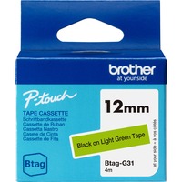 Brother BTAG-G31 nastro per etichettatrice Nero su verde, Nastro di scrittura Nero su verde, Filippine, 5 anno/i, Brother, P-touch PT-N10, PT-N20, PT-N25BT, 1,2 cm