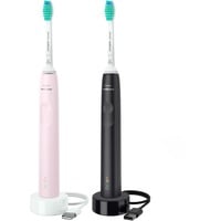 Philips Sonicare serie 3100 Spazzolini Elettrici Sonici, confezione da 1 Spazzolino Rosa e 1 Spazzolino Nero HX3675/15, Spazzolino da denti elettrico Nero/Rosa, confezione da 1 Spazzolino Rosa e 1 Spazzolino Nero HX3675/15, Adulto, Spazzolino elettrico sonico, Cura quotidiana, 31000 movimenti per minuto, Nero, Rosa, 2 min