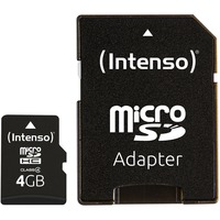 Intenso 3403450 memoria flash 4 GB MicroSDHC Classe 4 4 GB, MicroSDHC, Classe 4, 20 MB/s, 5 MB/s, Resistente agli urti, A prova di temperatura, A prova di raggi X