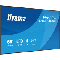 iiyama LH6564UHS-B1AG visualizzatore di messaggi Pannello piatto per segnaletica digitale 165,1 cm (65") Wi-Fi 500 cd/m² 4K Ultra HD Nero Processore integrato Android 24/7, Public Display Nero (opaco), Pannello piatto per segnaletica digitale, 165,1 cm (65"), 3840 x 2160 Pixel, Wi-Fi, 24/7