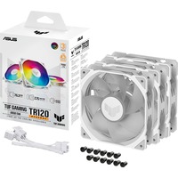 ASUS TUF GAMING TR120 ARGB REVERSE 3IN1 White Case per computer Raffreddatore d'aria 12 cm Bianco, Ventola bianco/trasparente, Raffreddatore d'aria, 12 cm, 2000 Giri/min, Bianco