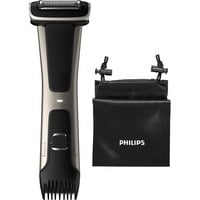 Philips 7000 series Bodygroom Series 7000 BG7025/15 Rifinitore impermeabile per corpo e inguine, Tagliacappelli Nero/grigio, Bagnato e secco, Lama auto-affilante, Non richiede manutenzione (non necessita di lubrificazione), CA/Batteria, Nero