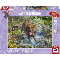 Schmidt Spiele Mark Fredrickson: Amore per i cani - passeggiata primaverile con Labrador Retriever, Puzzle 