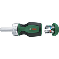 Bosch Cacciavite a cricchetto corto + 6 punte verde/Nero