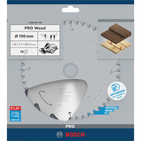 Bosch STANDARD FOR WOOD lama circolare 19 cm 1 pz, Lama per sega Punta a carburo di tungsteno (TCT), In legno duro, Legno dolce, 19 cm, 3 cm, 1,1 mm, 7900 Giri/min