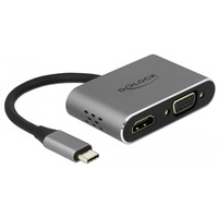 DeLOCK 64074 hub di interfaccia USB 3.2 Gen 1 (3.1 Gen 1) Type-C Grigio, Adattatore grigio, USB 3.2 Gen 1 (3.1 Gen 1) Type-C, HDMI, USB 3.2 Gen 1 (3.1 Gen 1) Type-A, USB 3.2 Gen 1 (3.1 Gen 1) Type-C, VGA, 3840 x 2160 Pixel, Grigio, Metallo, 87 W