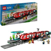 City 60423 Tram e Fermata del Tram, Treno Giocattolo da Costruire con Stazione e Vagoni Ferroviari, Giochi per Bambini 7+, Giochi di costruzione