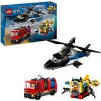 LEGO City Elicottero, autopompa e sottomarino, Giochi di costruzione autopompa e sottomarino, Set da costruzione, 7 anno/i, Plastica, 874 pz, 1,14 kg