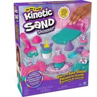Spin Master Kinetic Sand Shimmer, Set di Gioco Laboratorio di Pasticceria Unicorni, 453 g di Sabbia Cinetica, Verde Acqua Luccicante e Rosa, 8 Attrezzi unicorno, Giocattoli Sensoriali per Bambini, 3+ Anni, Gioco di sabbia