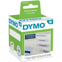 Dymo LW - Etichette per cartelle sospese - 12 x 50 mm - S0722460 bianco, Bianco, Etichetta per stampante autoadesiva, Carta, Permanente, Rettangolo, LabelWriter
