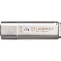 Kingston IronKey 64GB IKLP50 AES USB, w/256bit Encryption, Chiavetta USB alluminio, w/256bit Encryption, 64 GB, USB tipo A, 3.2 Gen 1 (3.1 Gen 1), 145 MB/s, Cuffia, Argento
