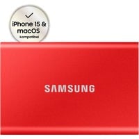 SAMSUNG Portable SSD T7 1000 GB Rosso, Disco a stato solido rosso, 1000 GB, USB tipo-C, 3.2 Gen 2 (3.1 Gen 2), 1050 MB/s, Protezione della password, Rosso