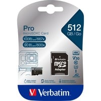 Verbatim Pro U3 512GB microSDXC, Scheda di memoria Nero