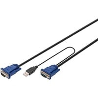 Digitus Cavo USB KVM per consolle KVM 3 m, PS/2, PS/2, VGA, Multicolore, Nero, USB
