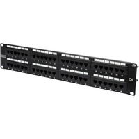 Digitus Pannello Patch Classe E, CAT 6, Patch Panel Nero, CAT 6, RJ-45, Nero, Acciaio galvanizzato, SECC, Acciaio, Montaggio a rack, 560 mm, 75 mm