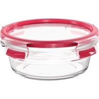 Emsa CLIP & CLOSE N10403 Rotondo Scatola 0,6 L Trasparente 1 pz, Casella trasparente/Rosso, Scatola, Rotondo, 0,6 L, Trasparente, Vetro, 420 °C