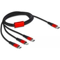 DeLOCK 86711 cavo USB 1 m USB 2.0 USB C USB C/Micro-USB B/Lightning Nero, Rosso Nero/Rosso, 1 m, USB C, USB C/Micro-USB B/Lightning, USB 2.0, Nero, Rosso