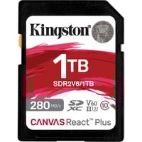 Kingston 1TB Canvas React Plus SDXC UHS-II 280R/150W U3 V60 for Full HD/4K, Scheda di memoria 1 TB, SDXC, Classe 10, UHS-II, 280 MB/s, 150 MB/s