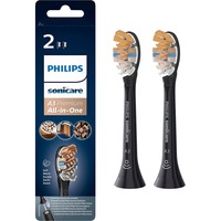 Philips A3 Premium All-in-One HX9092/11 2x Testine nere per spazzolino sonico, Testina Nero, 2 pz, Nero, 3 mese(i), Morbido, Gomma, Philips