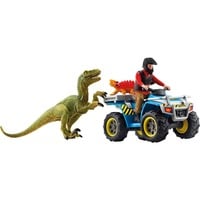 Schleich Dinosaurs Fuga su quad davanti al Velociraptor, Gioco figura Dinosaurs and volcano, Research station, 4 anno/i, Multicolore, Plastica