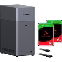 UGREEN DH2300 + 2x 6 TB Seagate IronWolf HDD Pacchetto, NAS Nero