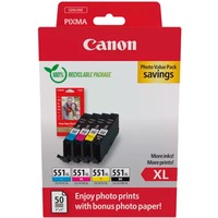 Canon 6443B008 cartuccia d'inchiostro 4 pz Originale Resa elevata (XL) Nero, Ciano, Magenta, Giallo Resa elevata (XL), Nero, Ciano, Magenta, Giallo, 4 pz, Confezione multipla