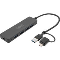 Digitus Hub USB 3.0 4 porte linea sottile Nero