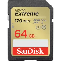 SanDisk Extreme 64 GB SDXC UHS-I Classe 10 64 GB, SDXC, Classe 10, UHS-I, 170 MB/s, 80 MB/s