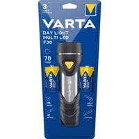 VARTA Day Light Multi LED F30 with 2D Batt., Torcia elettrica Torcia a mano, Nero, Argento, Giallo, ABS sintetico, Alluminio, Gomma, LED, 14 lampada(e), 70 lm