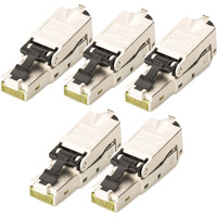 Digitus Connettore da campo CAT 6A STP cappuccio antipolvere/protezione contro le pieghe, 5 pezzi, Spina argento