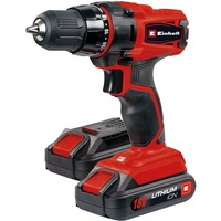 Einhell TC-CD 18-2 Li Senza chiave 980 g Nero, Rosso rosso/Nero, Trapano con impugnatura a pistola, Senza chiave, 1 cm, 350 Giri/min, 1250 Giri/min, 38 Nm