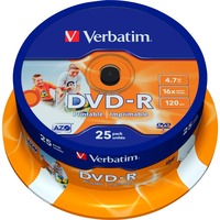 Verbatim 43538 DVD vergine 4,7 GB DVD-R 25 pz, Supporti vergini DVD DVD-R, 120 mm, Stampabile, Fuso, 25 pz, 4,7 GB