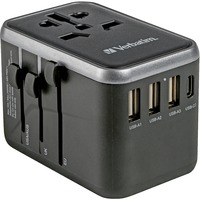 Verbatim 49546 Caricabatterie per dispositivi mobili, Viaggio di spina Nero/Argento, Policarbonato (PC), 2500 W, 75 mm, 50 mm, 54 mm, 180 g