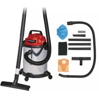 EINHELL TC-VC 1815 S 15 L Aspiratore a cilindro Secco e bagnato 1250 W Sacchetto per la polvere rosso/Argento, 1250 W, Aspiratore a cilindro, Secco e bagnato, Sacchetto per la polvere, 15 L, Filtro