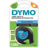 Dymo Etichette LT IN Plastica Nero su blu, Poliestere, Belgio, DYMO, LetraTag 100T, LetraTag 100H, 1,2 cm