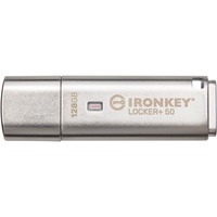 Kingston IronKey 128GB IKLP50 AES USB, w/256bit Encryption, Chiavetta USB alluminio, w/256bit Encryption, 128 GB, USB tipo A, 3.2 Gen 1 (3.1 Gen 1), 145 MB/s, Cuffia, Argento