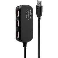Lindy 42783 hub di interfaccia 480 Mbit/s Nero, Hub USB 480 Mbit/s, Nero, 12 m, Win ME, 2000, XP, Vista Mac OS Linux, 463 g, USB 2.0/1.1