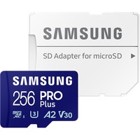 Samsung PRO Plus MicroSD 256 GB, Scheda di memoria blu, 256 GB, MicroSDXC, Classe 3, UHS-I, 180 MB/s, 130 MB/s