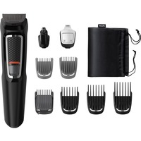 Philips MULTIGROOM Series 3000 Rifinitore All-in-One Multigroom MG3740/15, Tagliacappelli Nero, Nero, Rettangolo, Barba, Orecchio, Sopracciglia, Baffi, Naso, Acciaio inox, Batteria, 60 min