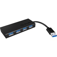 ICY BOX IB-AC6104-B 5000 Mbit/s Nero, Hub USB Nero, USB 3.2 Gen 1 (3.1 Gen 1) Type-A, 5000 Mbit/s, Nero, Alluminio, 90 mm, 40 mm