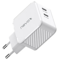 Nevox 65W DUAL USB-C (PD) QC3.0 Caricatore GaN, Caricabatterie bianco