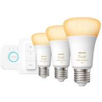 Philips Hue Philips Hue White Ambiance Starter Kit Bridge + 3 Lampadine Smart E27 75W + Dimmer Switch, Lampada a LED Philips Hue White ambiance Starter Kit Bridge + 3 Lampadine Smart E27 75W + Dimmer Switch, Kit di illuminazione intelligente, Bianco, Bluetooth/Zigbee, LED, E27, Illuminazione fredda, Bianco caldo