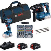Bosch Set professionale 18V Martello perforatore GBH 18V-22 + Trapano avvitatore GSR 18V-45, Cacciavite blu/Nero