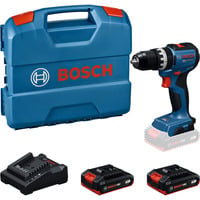 Bosch Trapano avvitatore a percussione a batteria con 2 batterie 18 volt 2,0 ampere-ora in valigetta L, Cordless Kit