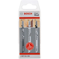 Bosch 2 607 011 436 lama per sega a gattuccio, sega a traforo e sega universale Lama per seghetto alternativo 15 pz, Impostare la lama per sega Lama per seghetto alternativo, Legno, 15 pz, Blister