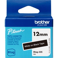 Brother BTAG-335 nastro per etichettatrice Bianco su nero, Nastro di scrittura Bianco su nero, Filippine, 5 anno/i, Brother, P-touch PT-N10, PT-N20, PT-N25BT, 1,2 cm