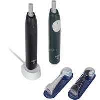 Procter & Gamble iO 2 Spazzolino Elettrico Oral B, Nero e Verde, 1 Testina Di Ricambio, 2 Spazzolini, Delicato sulle Gengive, Efficace sulla placca, Sensore di Pressione, Spazzolino da denti elettrico verde scuro/Nero, Nero e Verde, 1 Testina Di Ricambio, 2 Spazzolini, Delicato sulle Gengive, Efficace sulla placca, Sensore di Pressione, Adulto, Spazzolino a vibrazione, Cura quotidiana, Sensibile, Super sensitive, Nero, Verde, 2 min, Rotondo