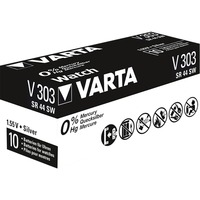 Varta -V303 Batterie per uso domestico argento, Batteria monouso, 4SR44, Ossido d'argento (S), 1,55 V, 160 mAh, Hg (mercurio)